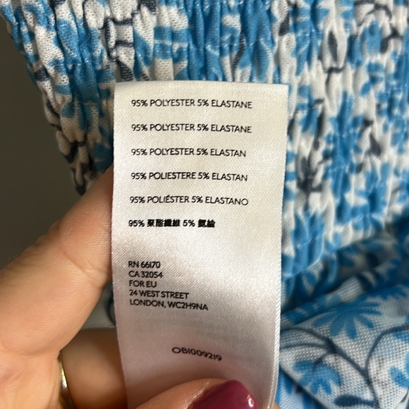 Anthropologie Maeve Blue & White Mesh Peplum Shirt- S - Picture 5 of 5